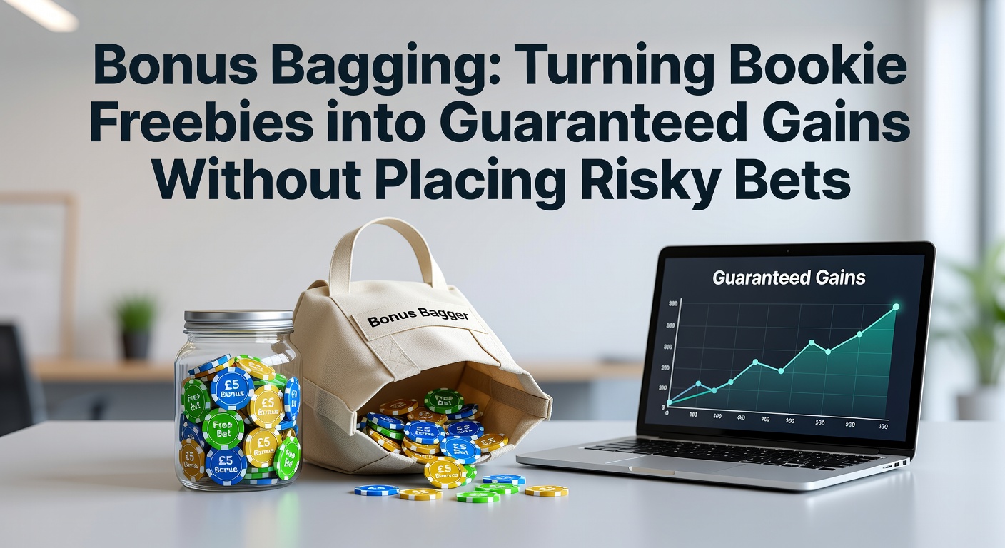 A digital illustration showing stacks of cash emerging from bookmaker bonus offers, with arrows indicating risk-free profit extraction via matched betting