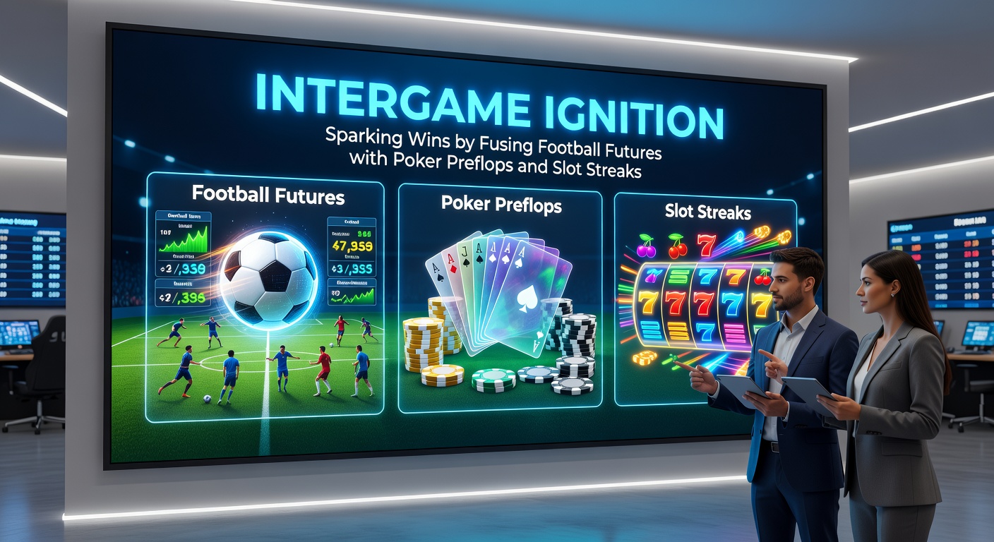 Visual breakdown of soccer pitch overlaid with poker hand ranges and slot paylines converging