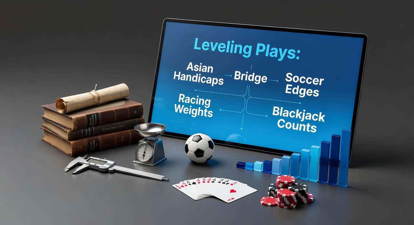 Visual representation of Asian handicap betting lines overlaid on a soccer pitch, transitioning to horse racing weights and blackjack cards