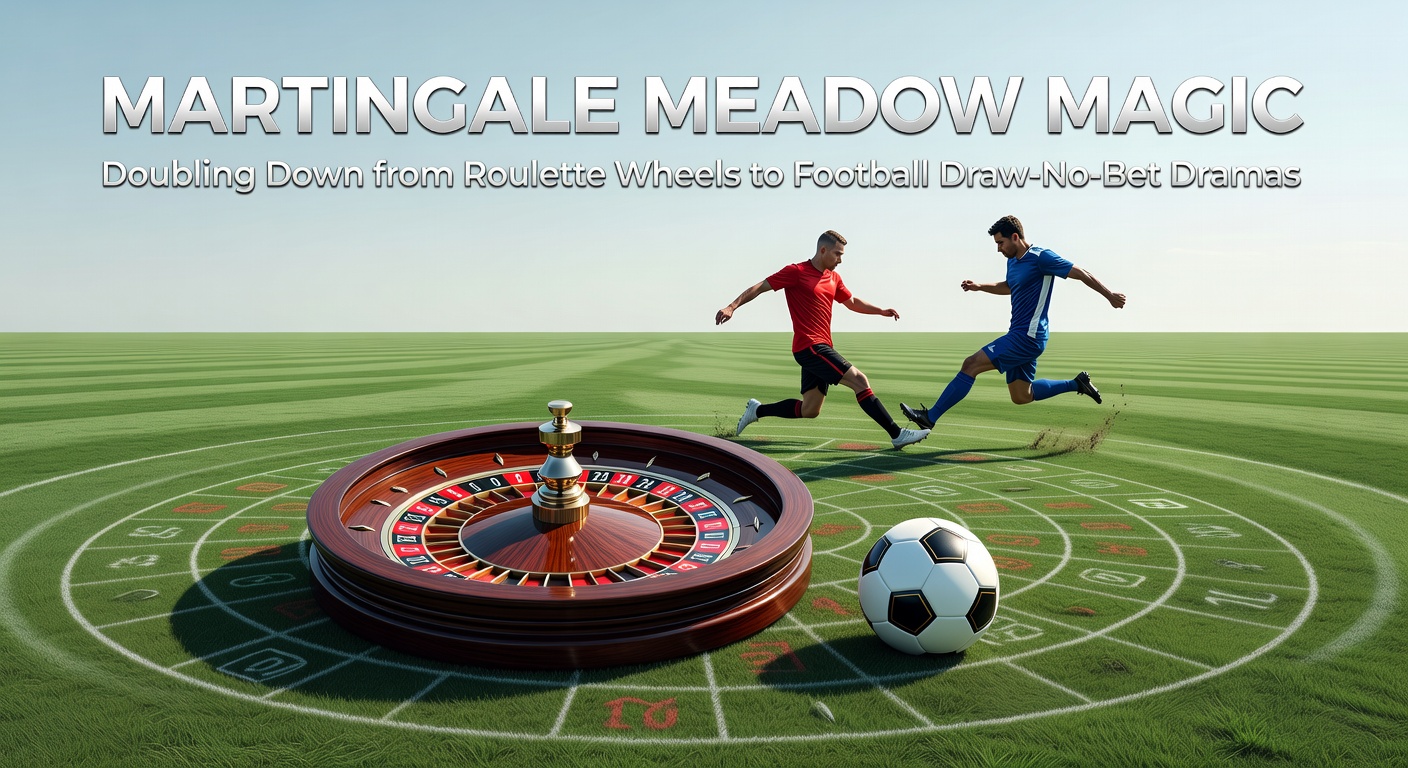 Vintage roulette wheel spinning with red and black pockets under casino lights, evoking classic Martingale plays