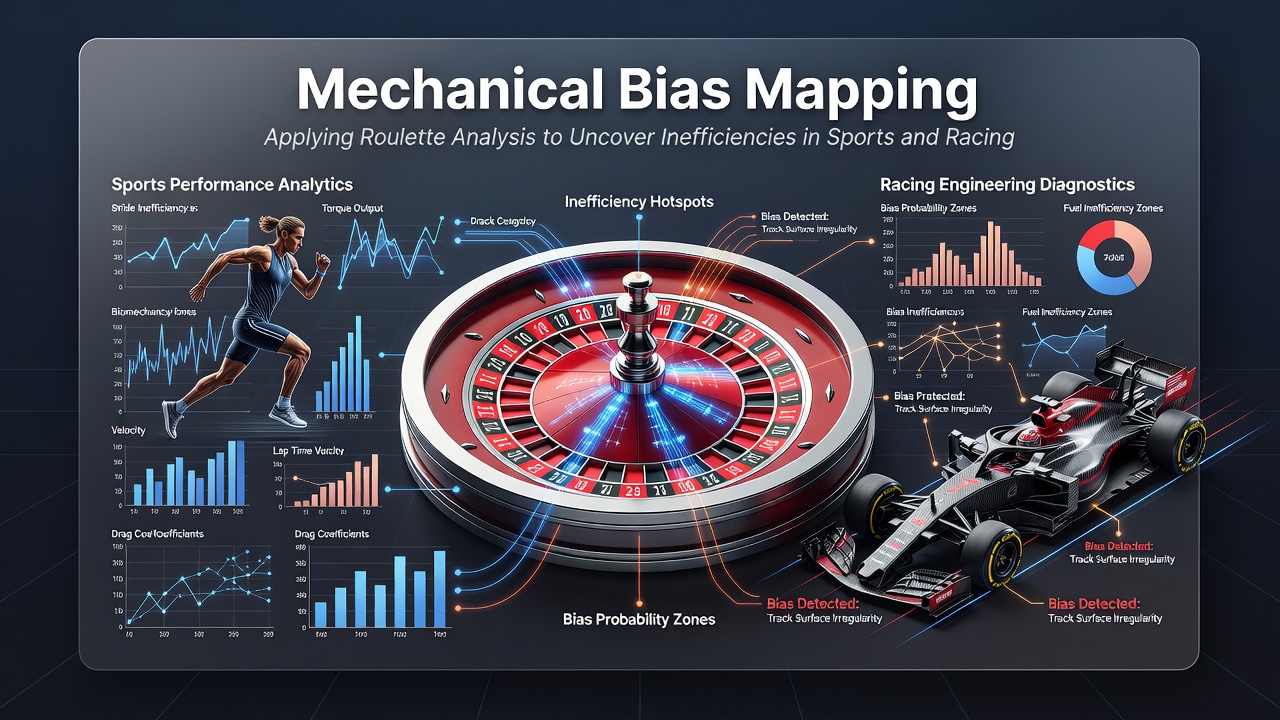 Data visualization overlay comparing roulette bias charts with horse racing odds inefficiency maps