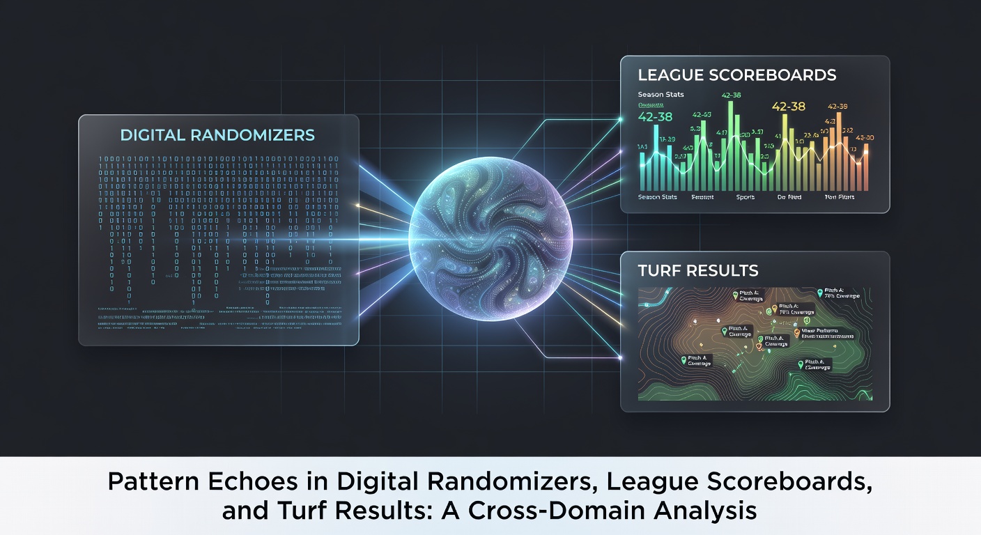 Visualization of pattern echoes connecting digital randomizers, sports scoreboards, and racing turf outcomes