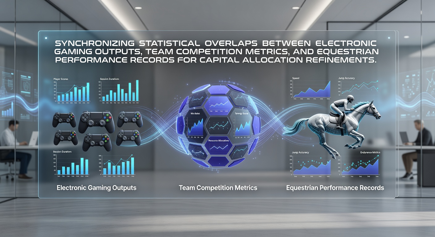Data visualization showing overlaps between electronic gaming outputs, team competition metrics, and equestrian performance records