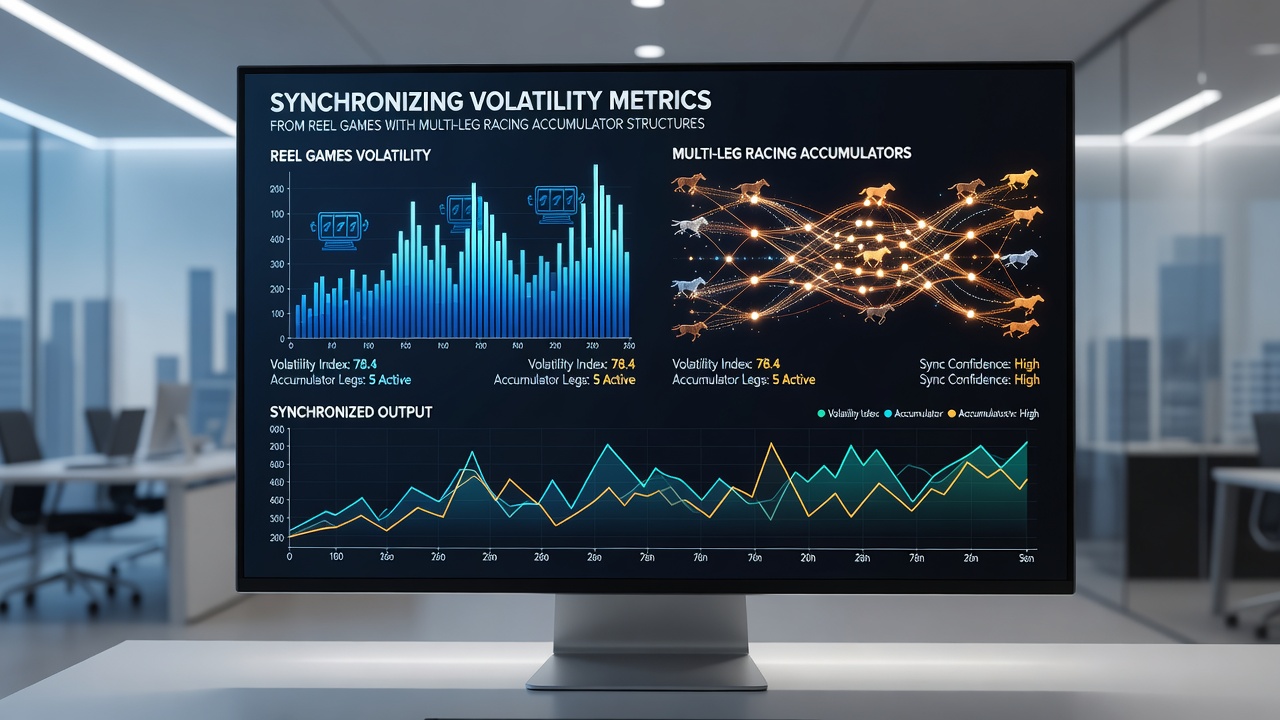 Illustration of multi-leg accumulator bet structures synchronized with casino volatility indicators