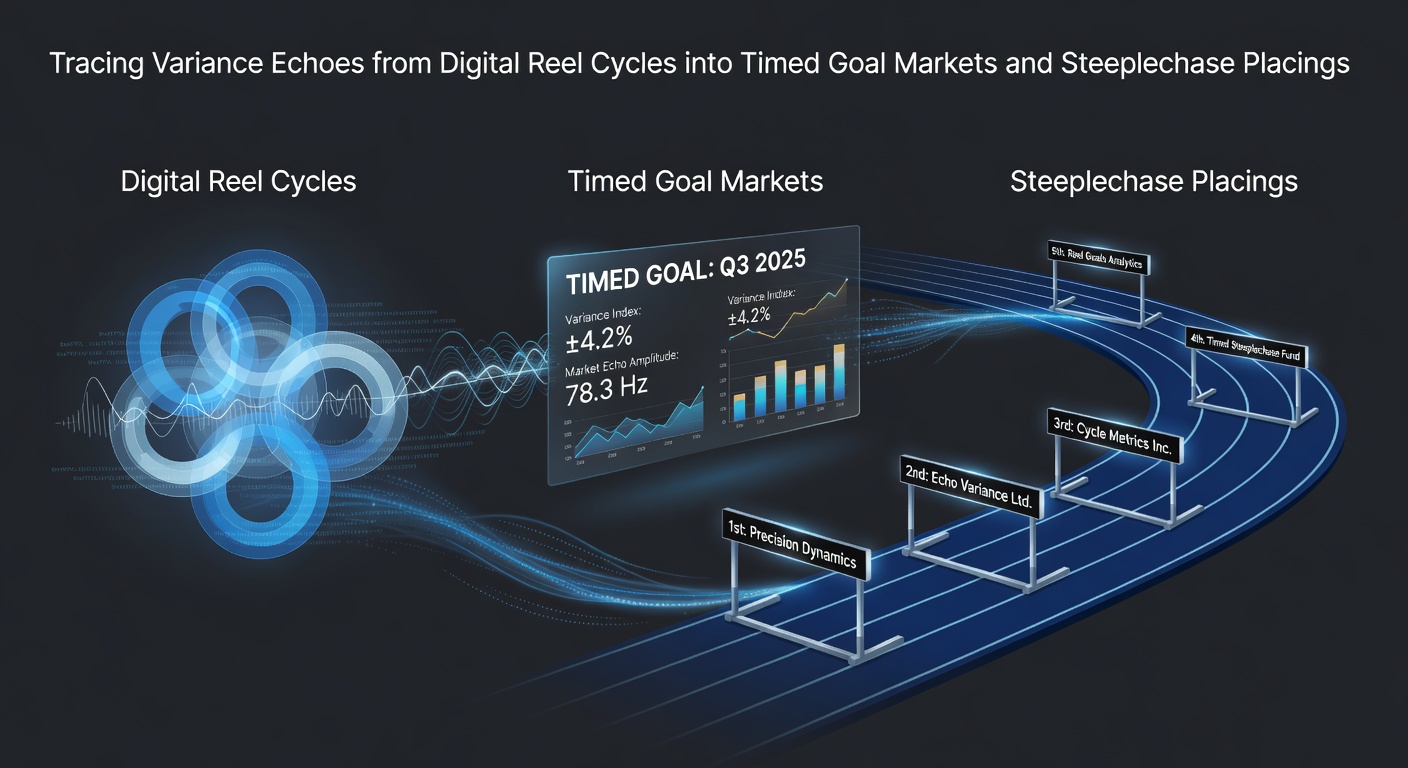 Digital slot reels spinning alongside data overlays of soccer goal timings and steeplechase race finishes showing variance patterns