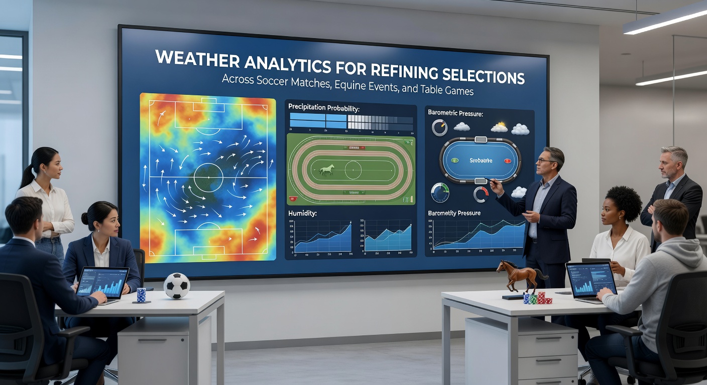 Racetrack and casino table scenes under varying weather influences