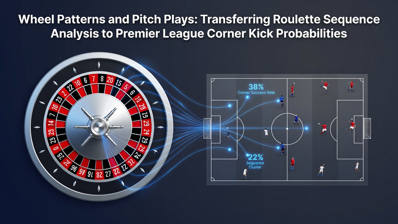 Roulette wheel with overlaid Premier League pitch diagram showing sequence pattern transfers